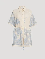 Ottie Shirt Dress Palm Print