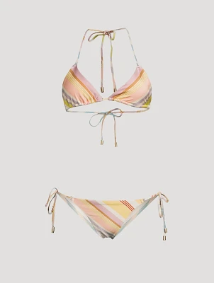 Halliday Triangle Bikini Set Stripe Print