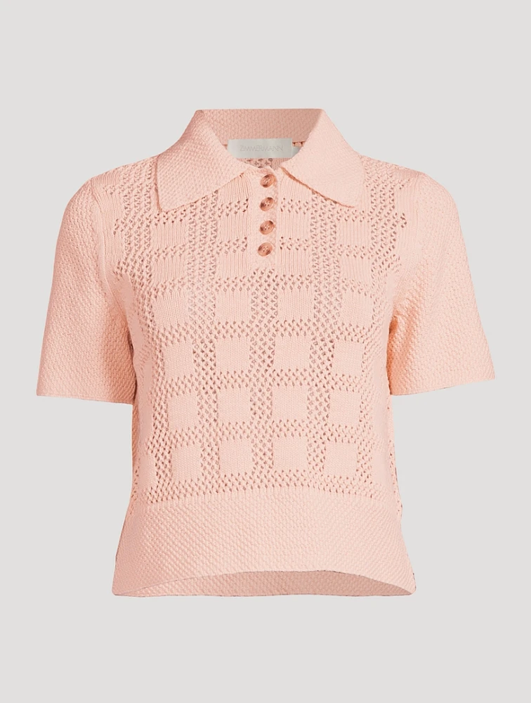 Waverly Crochet Polo Sweater