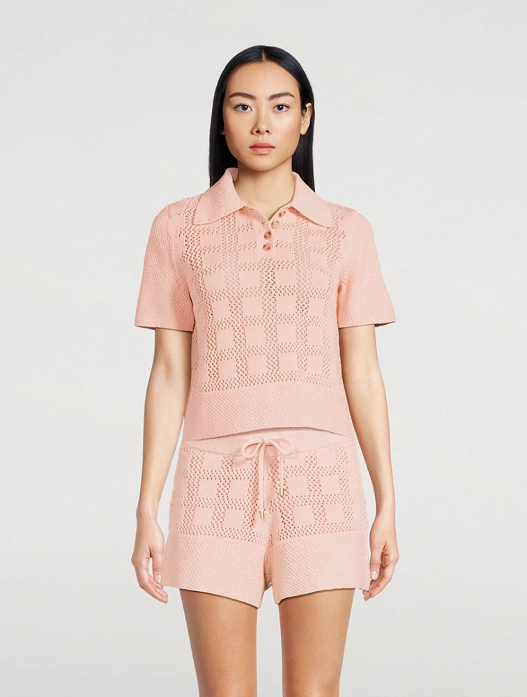 Waverly Crochet Polo Sweater