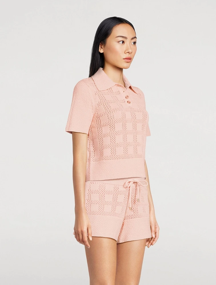 Waverly Crochet Polo Sweater