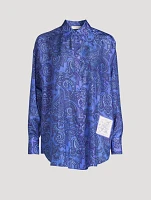 Ottie Oversized Silk Shirt Paisley Print