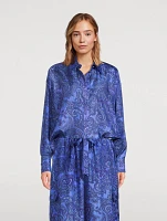 Ottie Oversized Silk Shirt Paisley Print