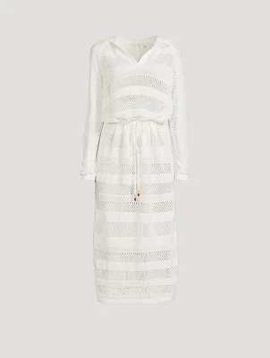 Golden Crochet Midi Dress