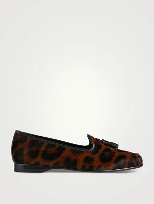 Andrea Calf Hair Loafers Leopard Print