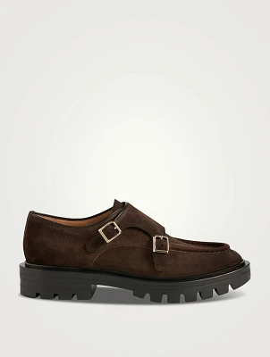 Suede Monk-Strap Loafers