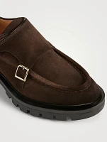 Suede Monk-Strap Loafers