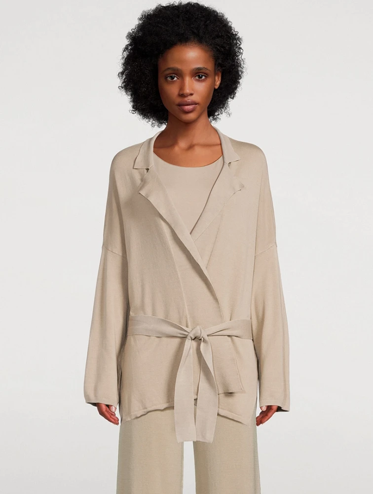 Organic Cotton Stretch Belted Cardigan