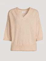 Short-Sleeve Pointelle Sweater