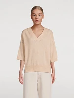 Short-Sleeve Pointelle Sweater