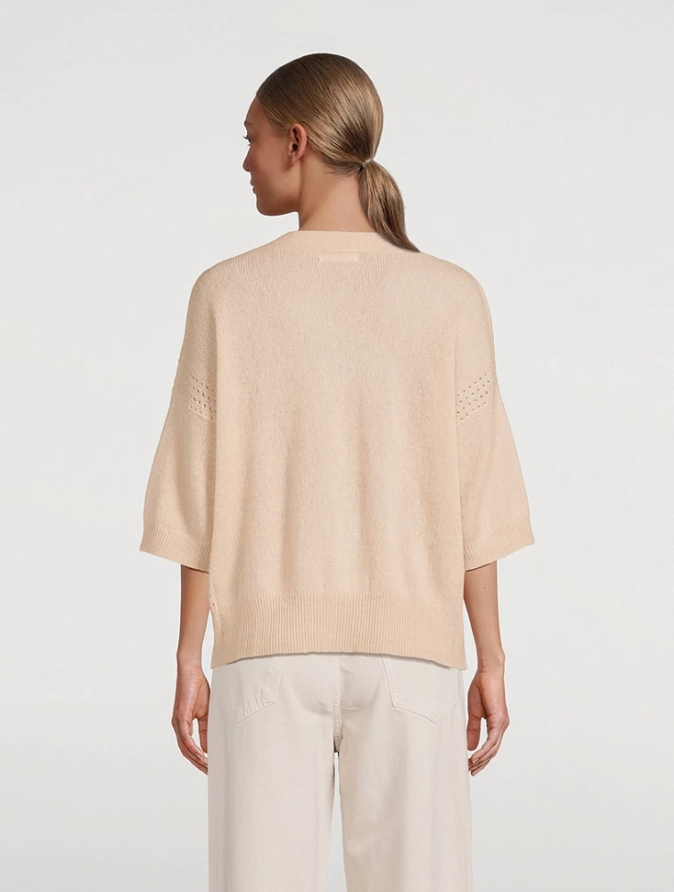 Short-Sleeve Pointelle Sweater