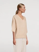 Short-Sleeve Pointelle Sweater