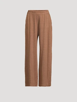 Stretch Linen Wide-Leg Trousers