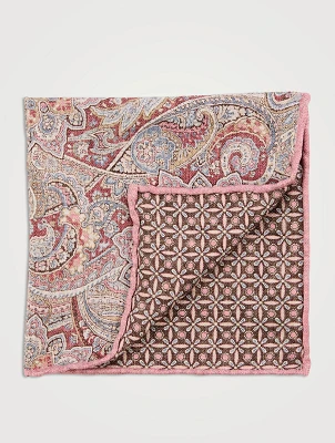 Olivier Silk Pocket Square In Paisley Print