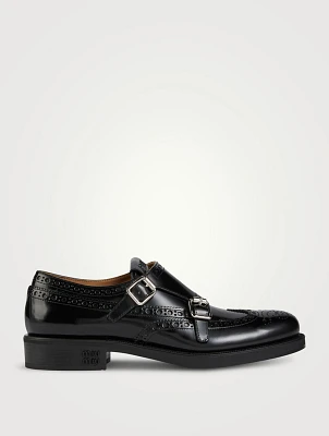 Miu x Church's Leather Double Monk Brogue Shoes