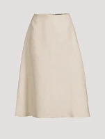 Basket-Weave Linen Midi Skirt