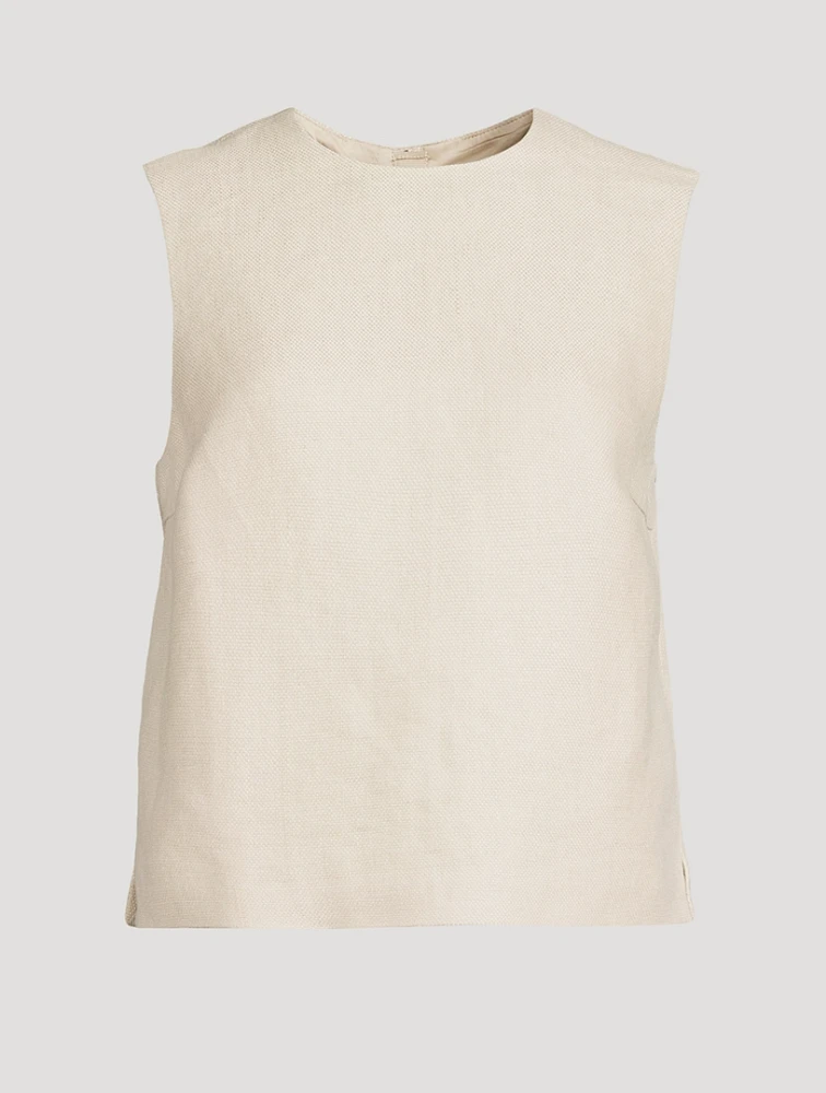 Basket-Weave Linen Shell