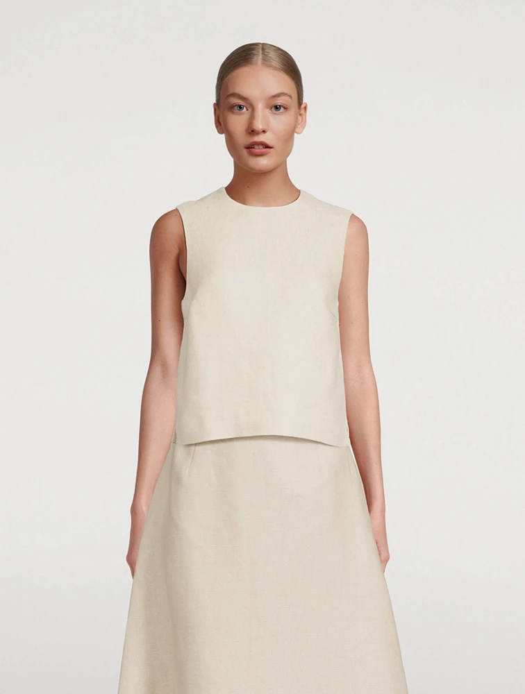 Basket-Weave Linen Shell