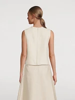 Basket-Weave Linen Shell
