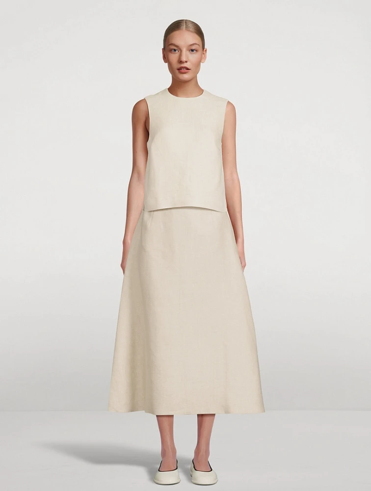 Basket-Weave Linen Shell