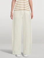 Brynn Drawstring Wide-Leg Linen Trousers