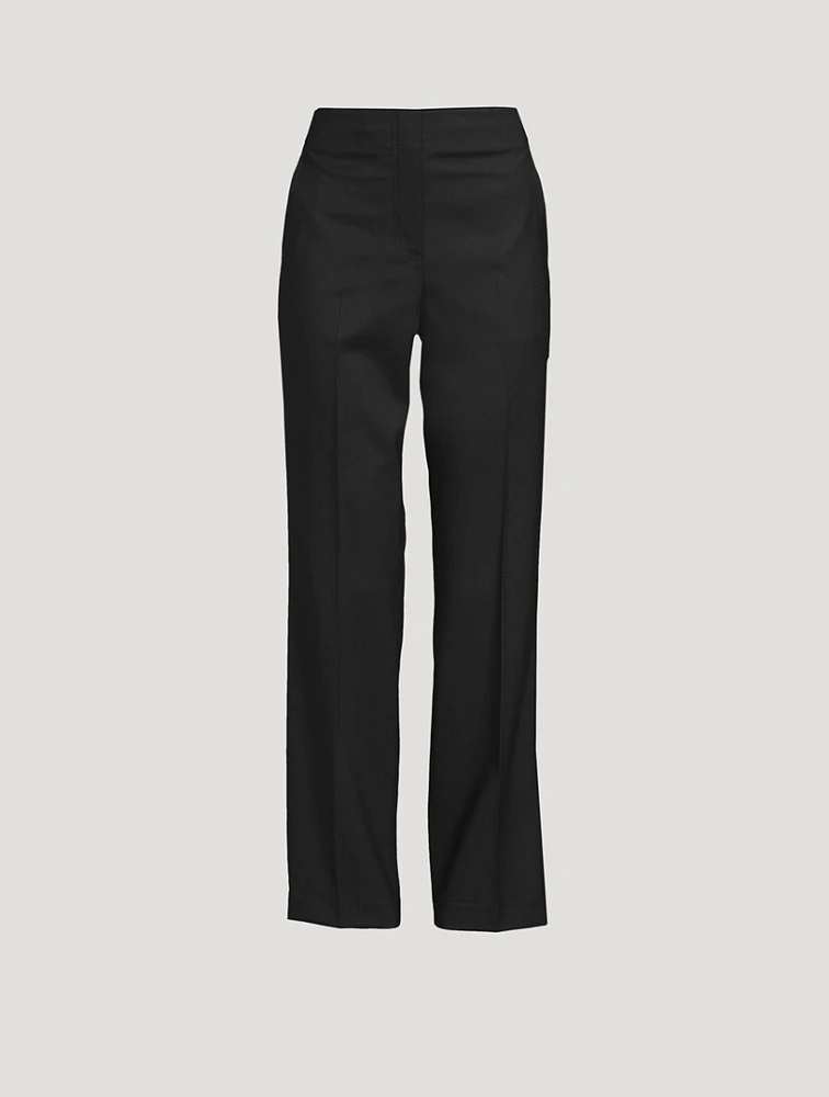 Wool Gabardine Wide-Leg Trousers