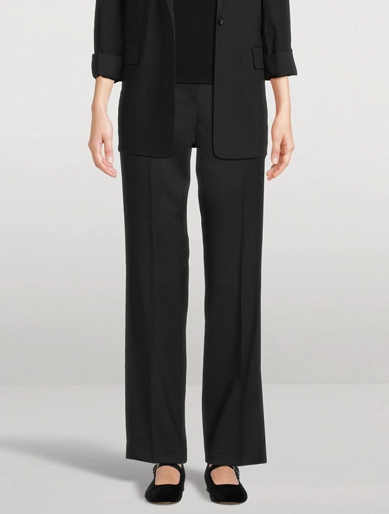 Wool Gabardine Wide-Leg Trousers