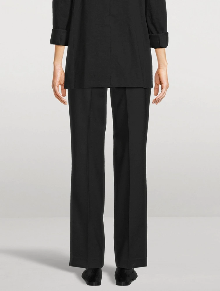 Wool Gabardine Wide-Leg Trousers