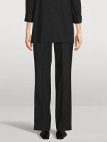 Wool Gabardine Wide-Leg Trousers