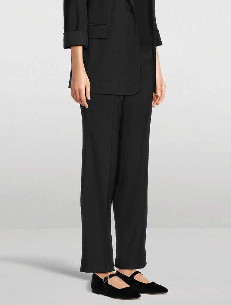 Wool Gabardine Wide-Leg Trousers