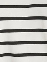 Button-Trimmed T-Shirt Stripe Print