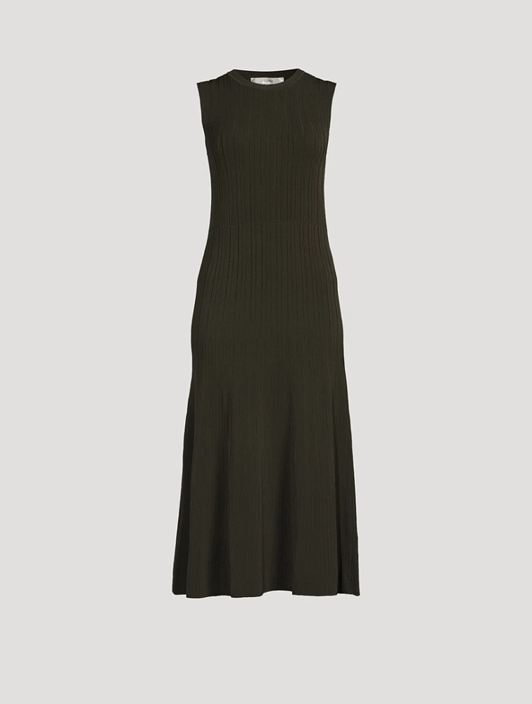 Shiny Rib Midi Sweater Dress