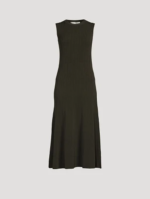 Shiny Rib Midi Sweater Dress