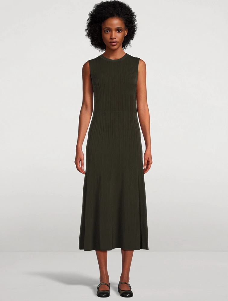 Shiny Rib Midi Sweater Dress