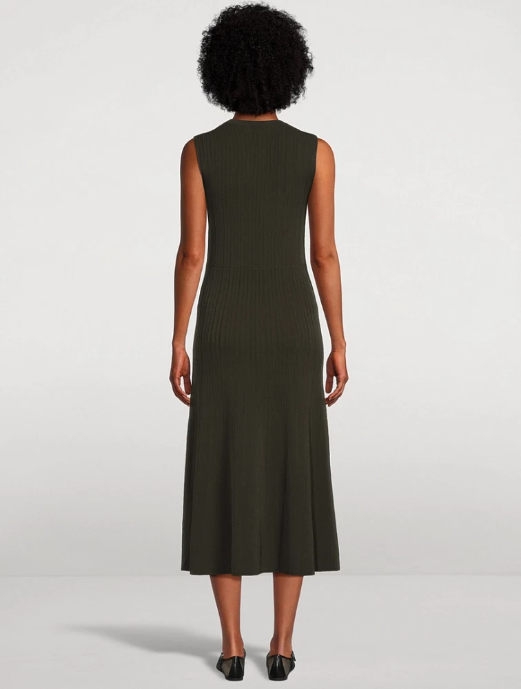 Shiny Rib Midi Sweater Dress