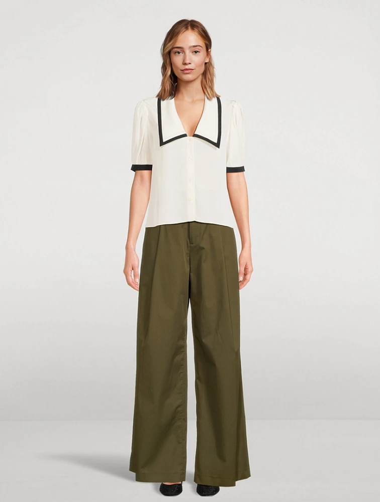 Pleated Wide-Leg Pants
