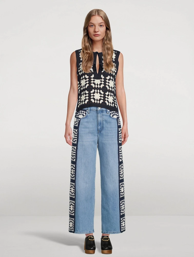 Le Jane Crochet Wide-Leg Jeans