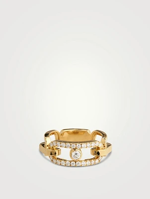 Move Link 18K Gold Ring With Diamonds