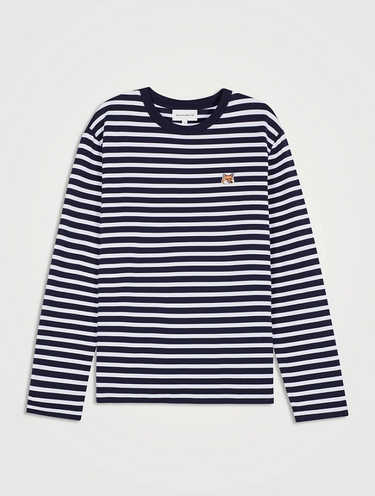 Fox Head Long-Sleeve T-Shirt Stripe Print