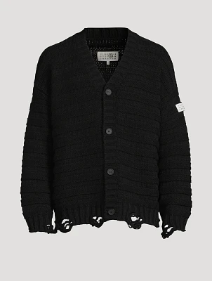 Distressed Wool-Blend Cardigan