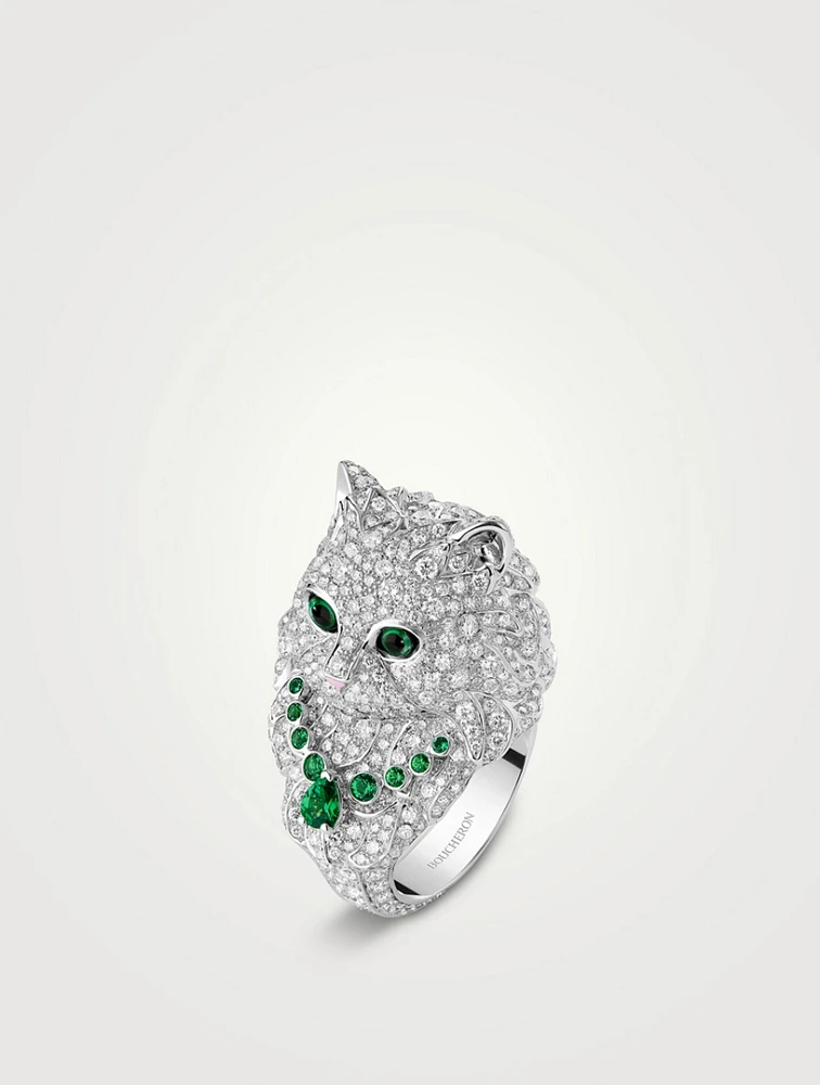 Wladimir The Cat 18K White Gold Ring With Diamonds