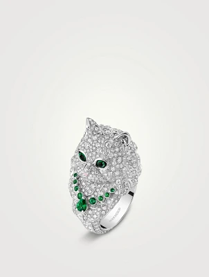 Wladimir The Cat 18K White Gold Ring With Diamonds