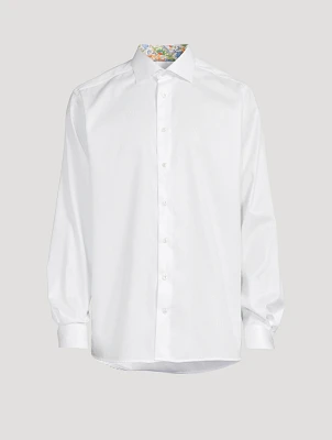 Contemporary Fit Twill Shirt With Floral Details