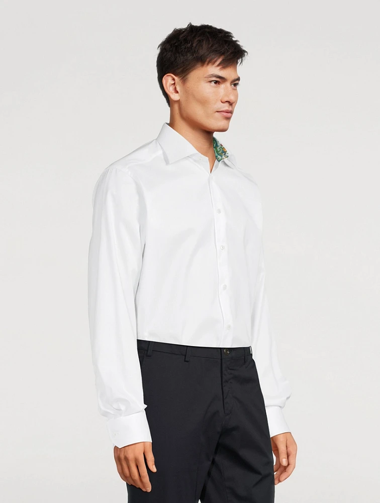 Contemporary Fit Twill Shirt With Floral Details