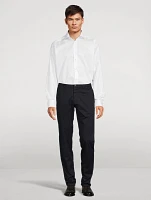 Contemporary Fit Twill Shirt With Floral Details