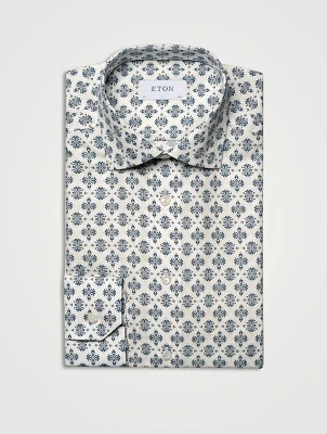 Contemporary Fit Medallion Cotton And Tencel Shirt