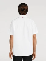 Satin Short-Sleeve Shirt With Raven Embroidery