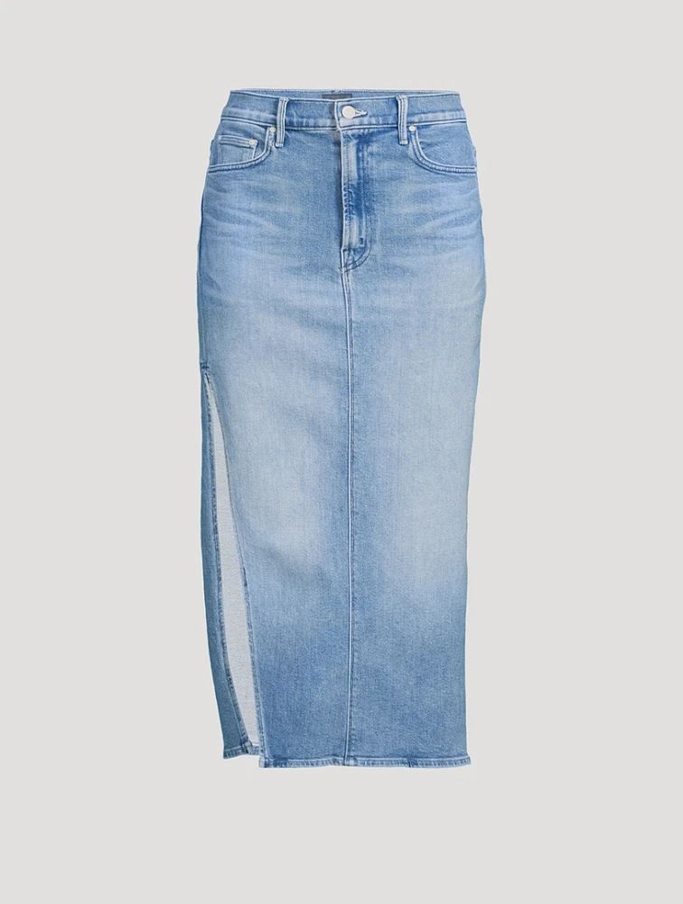 The Split Second Denim Midi Skirt