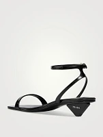 Logo-Heel Leather Ankle-Strap Sandals