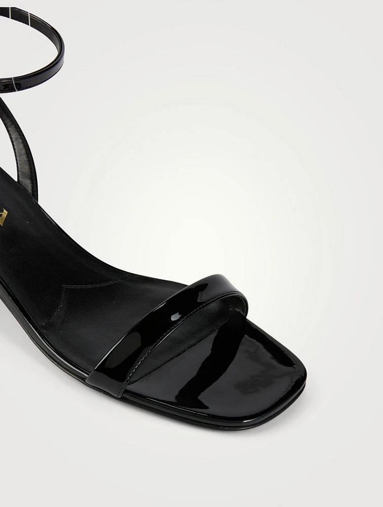 Logo-Heel Leather Ankle-Strap Sandals